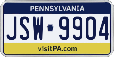 PA license plate JSW9904