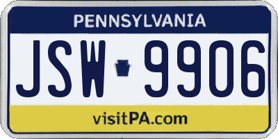 PA license plate JSW9906