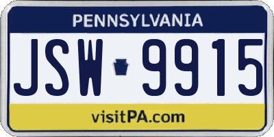 PA license plate JSW9915
