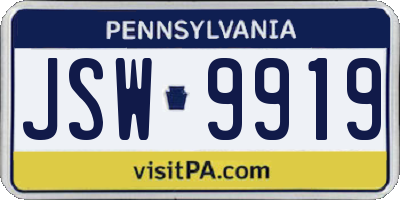 PA license plate JSW9919