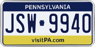 PA license plate JSW9940