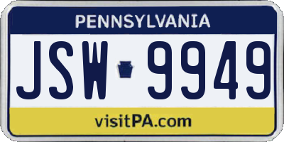 PA license plate JSW9949