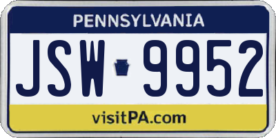 PA license plate JSW9952