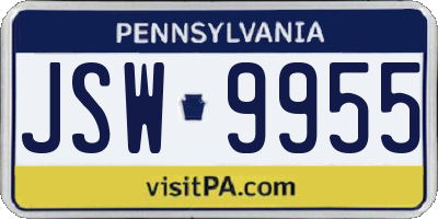 PA license plate JSW9955