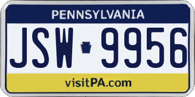 PA license plate JSW9956