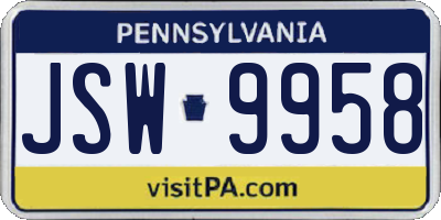 PA license plate JSW9958
