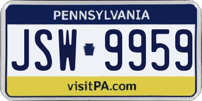 PA license plate JSW9959