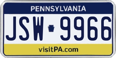 PA license plate JSW9966