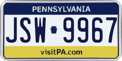 PA license plate JSW9967