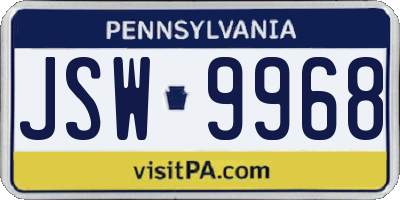 PA license plate JSW9968