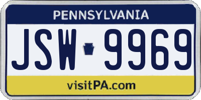 PA license plate JSW9969