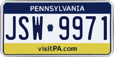 PA license plate JSW9971
