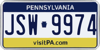 PA license plate JSW9974