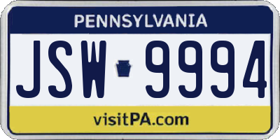 PA license plate JSW9994