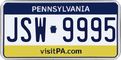 PA license plate JSW9995