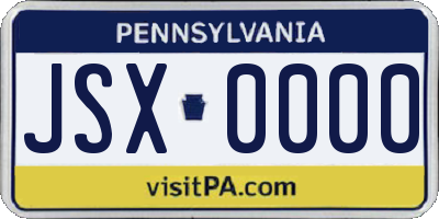 PA license plate JSX0000