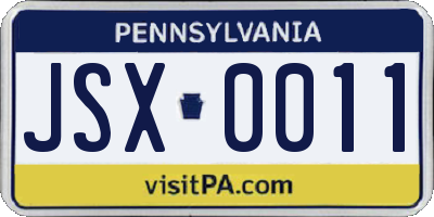 PA license plate JSX0011