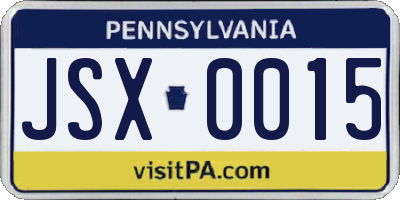 PA license plate JSX0015