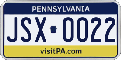 PA license plate JSX0022