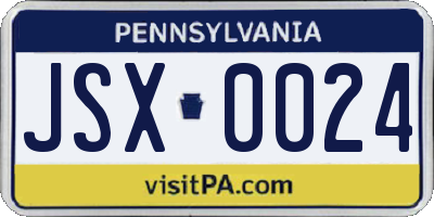 PA license plate JSX0024