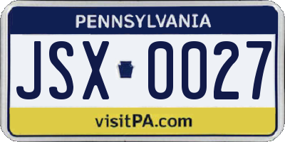 PA license plate JSX0027