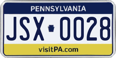 PA license plate JSX0028