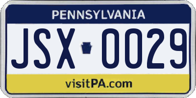 PA license plate JSX0029