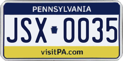 PA license plate JSX0035