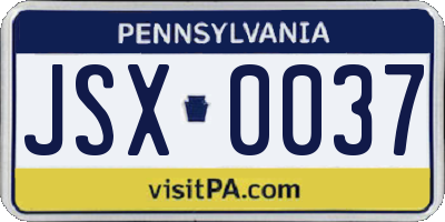 PA license plate JSX0037