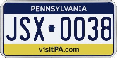 PA license plate JSX0038