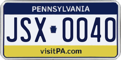 PA license plate JSX0040