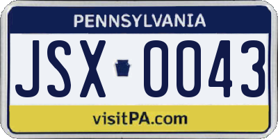 PA license plate JSX0043