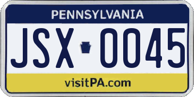 PA license plate JSX0045