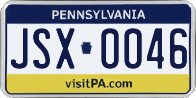 PA license plate JSX0046