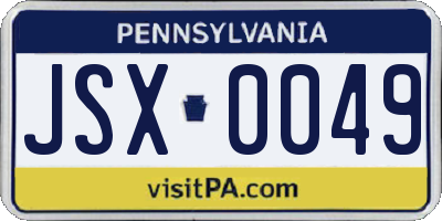 PA license plate JSX0049