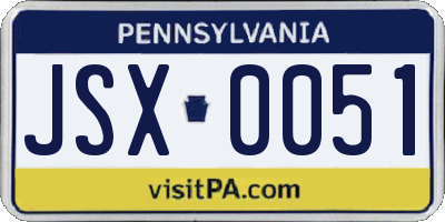 PA license plate JSX0051
