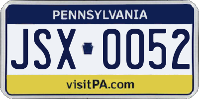 PA license plate JSX0052