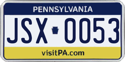 PA license plate JSX0053