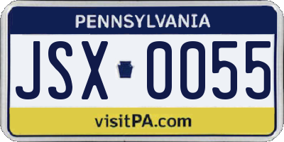 PA license plate JSX0055