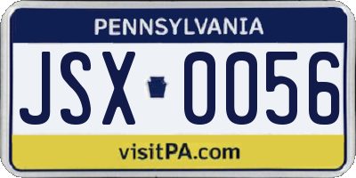 PA license plate JSX0056