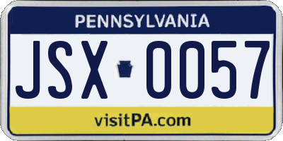 PA license plate JSX0057