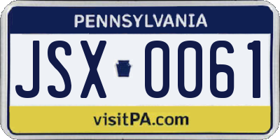 PA license plate JSX0061