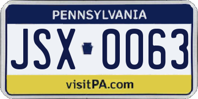 PA license plate JSX0063