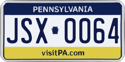 PA license plate JSX0064