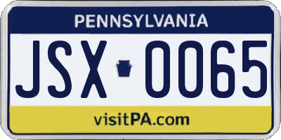 PA license plate JSX0065