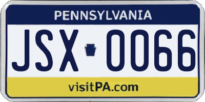 PA license plate JSX0066
