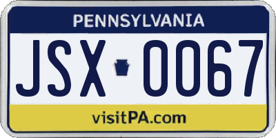 PA license plate JSX0067