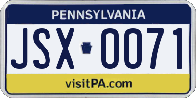 PA license plate JSX0071