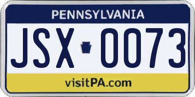 PA license plate JSX0073