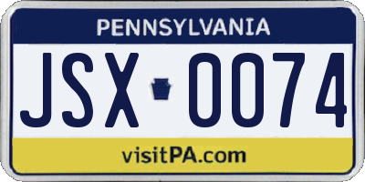 PA license plate JSX0074